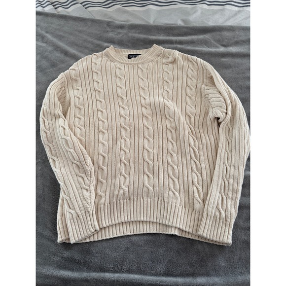 Jantzen Sweaters - Jantzen Cream Cable Knit Cotton Crewneck Sweater Women's L 100% Cotton